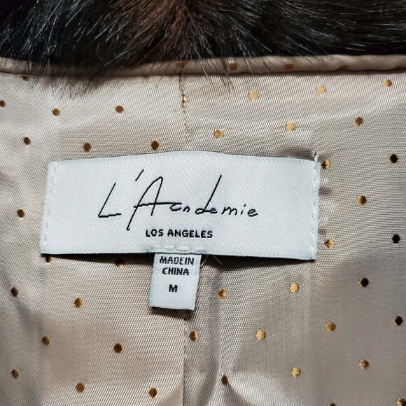 NWT $318 Revolve L'Academie 'The Fleurette' Brown Faux-Fur Belted Coat, SZ M - Picture 11 of 16